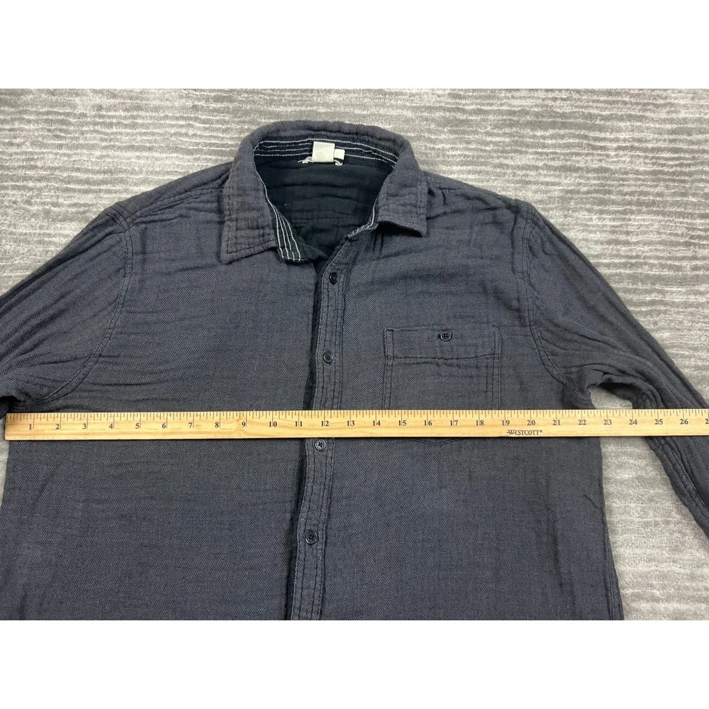 Carbon 2 Cobalt Shirt Mens Large Gray Button Up Knit Cotton Long Sleeve - Picture 4 of 11